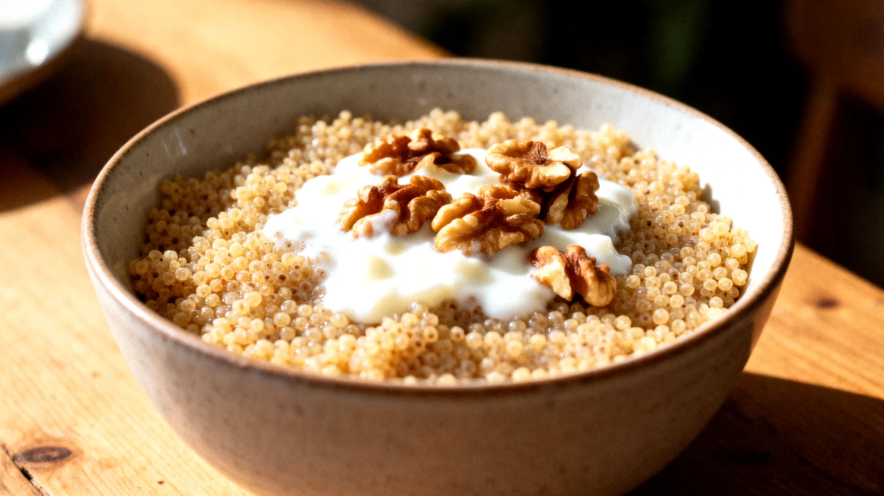 Amaranto soffiato con kefir e noci"