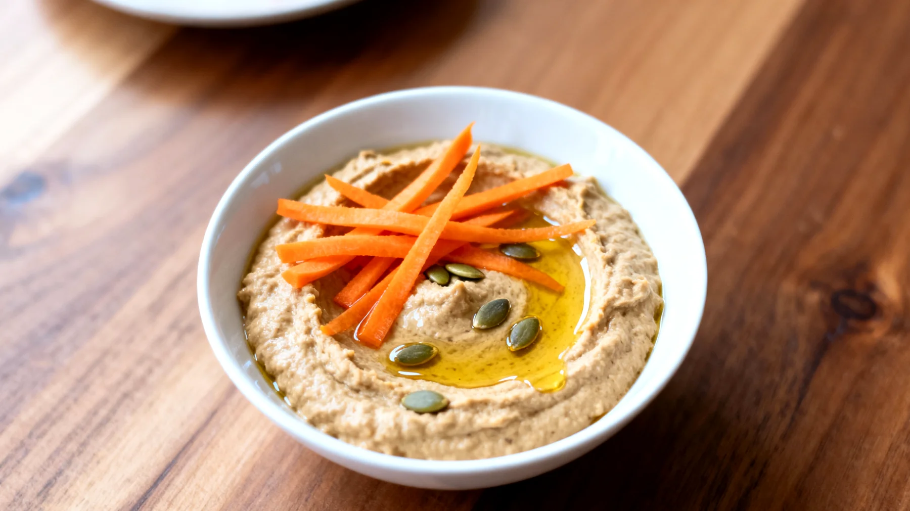 Crema di semi di zucca con carote crude e olio di lino"