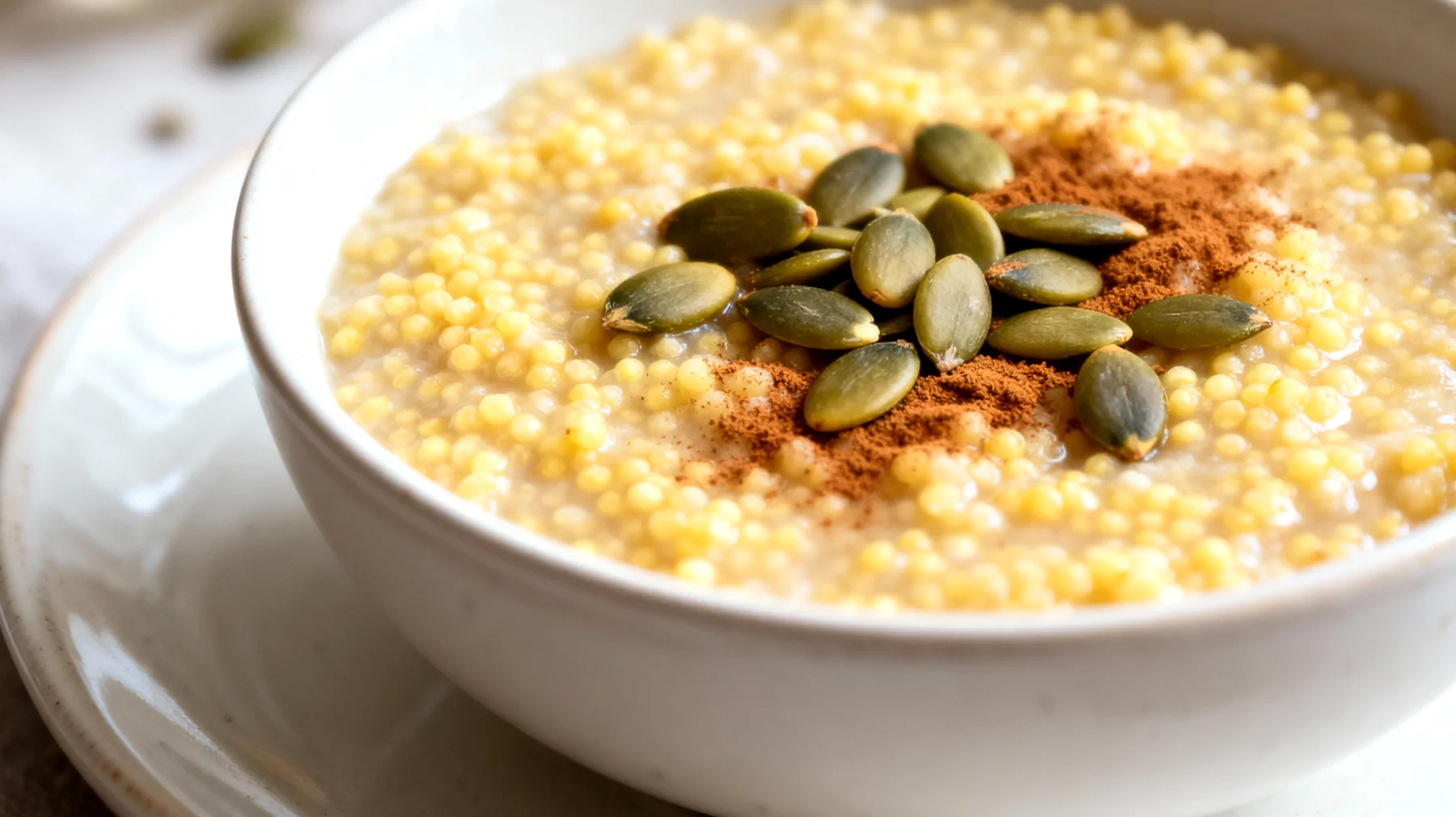 Porridge di miglio con semi di zucca e cannella"