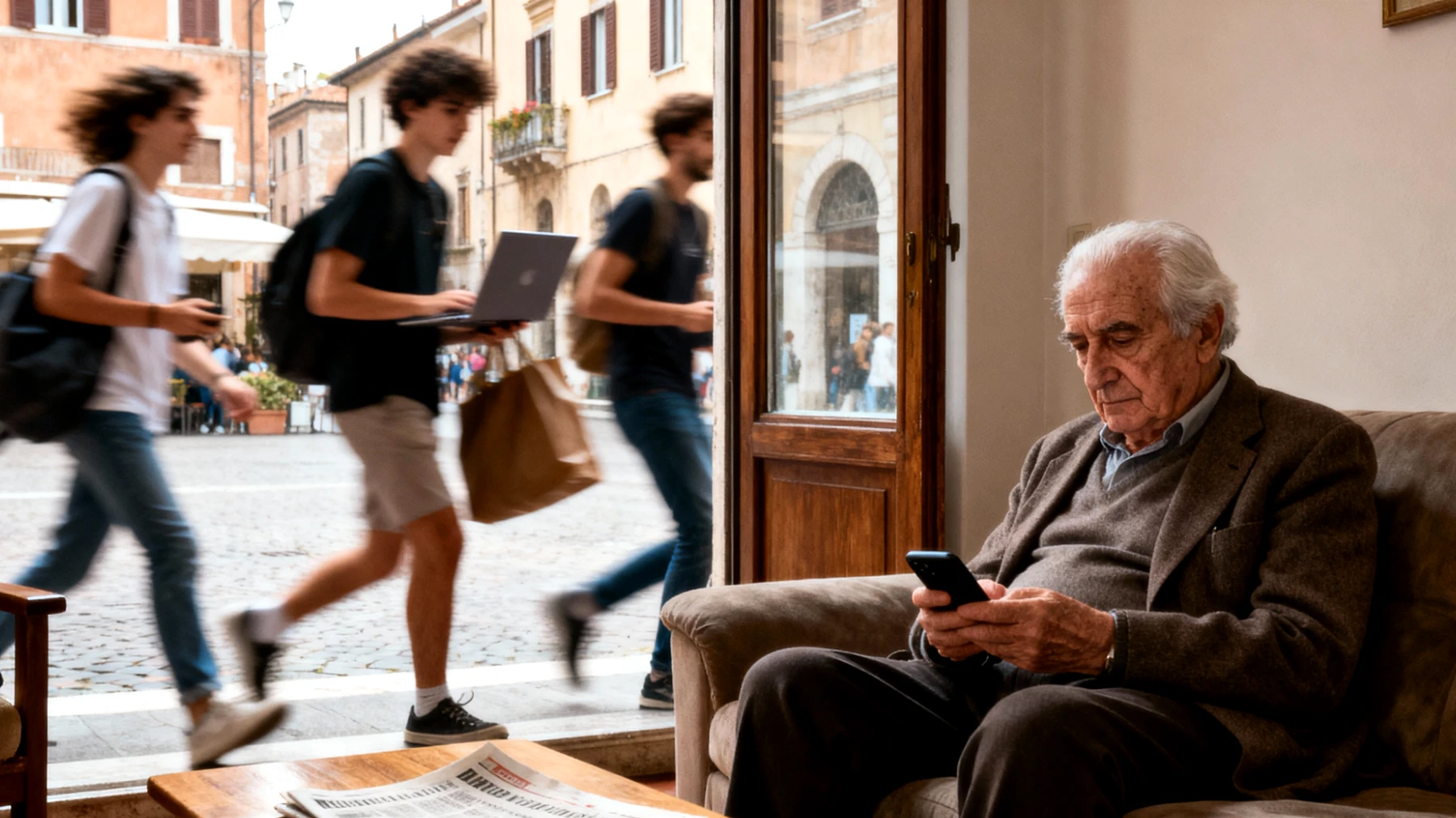 Il nonno desidera trascorrere tempo significativo con i nipoti giovani adulti, ma questi sono sempre occupati tra lavoro, università, vita sociale e progetti personali, rendendo difficile costruire momenti di qualità insieme e mantenere un legame profondo"