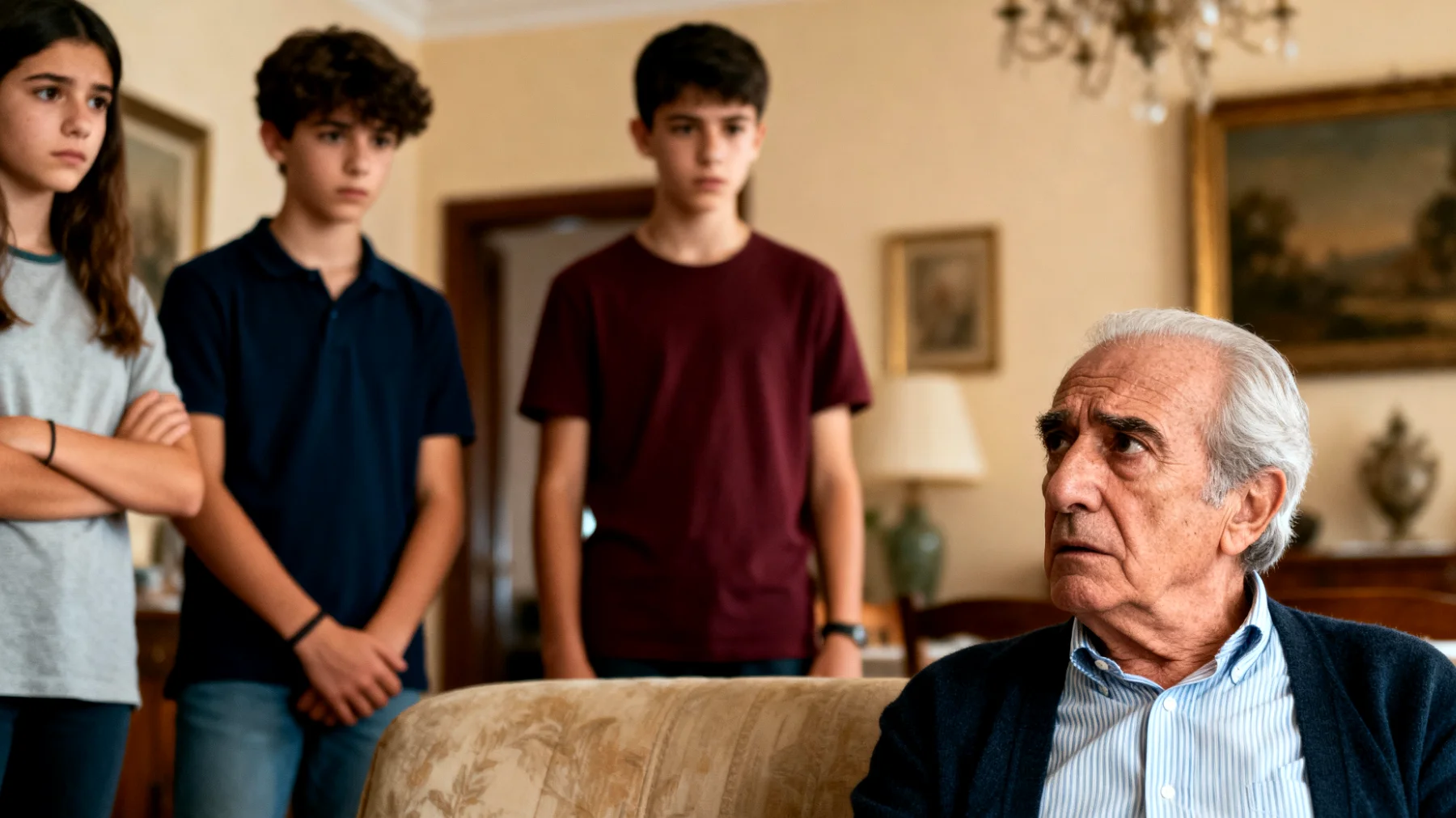 Il nonno fatica a stabilire limiti chiari con i nipoti adolescenti, cedendo frequentemente alle loro richieste anche quando dovrebbe dire di no, compromettendo così il proprio ruolo educativo e creando tensioni con i genitori dei ragazzi."