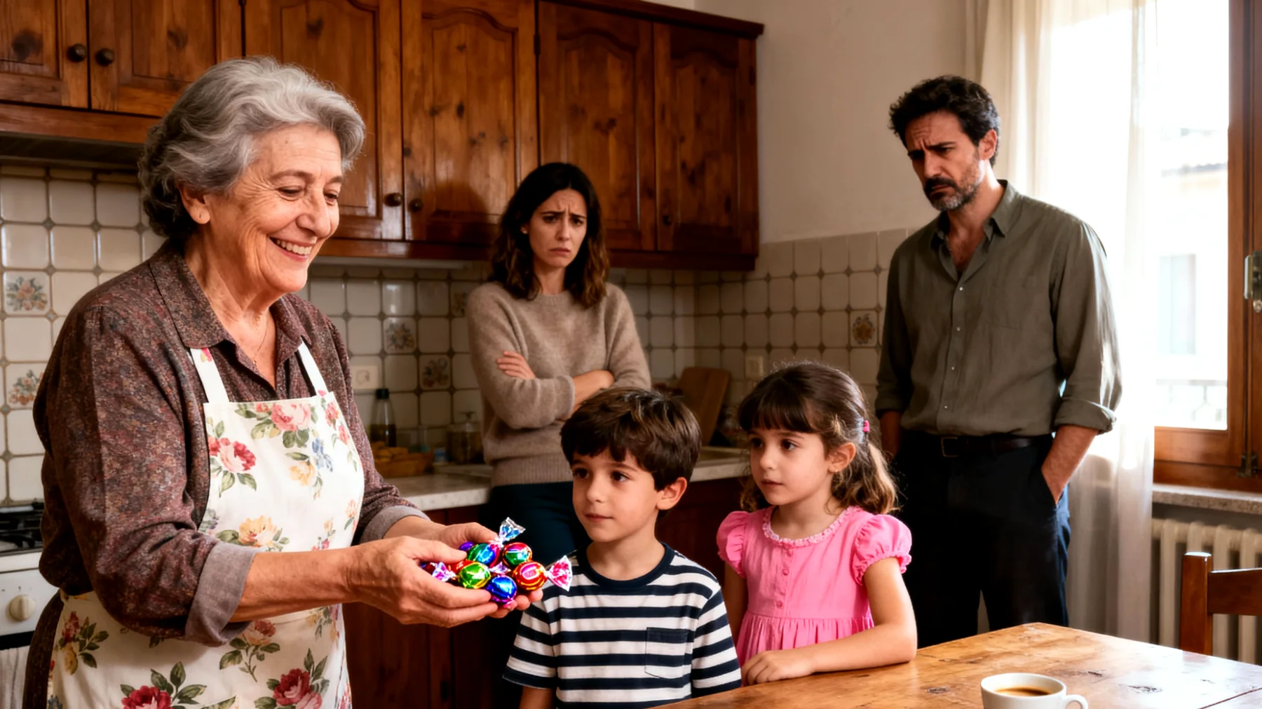Nonna che fatica a stabilire regole e limiti con i nipoti bambini, cedendo a ogni loro richiesta e creando conflitti con i genitori sul modello educativo"